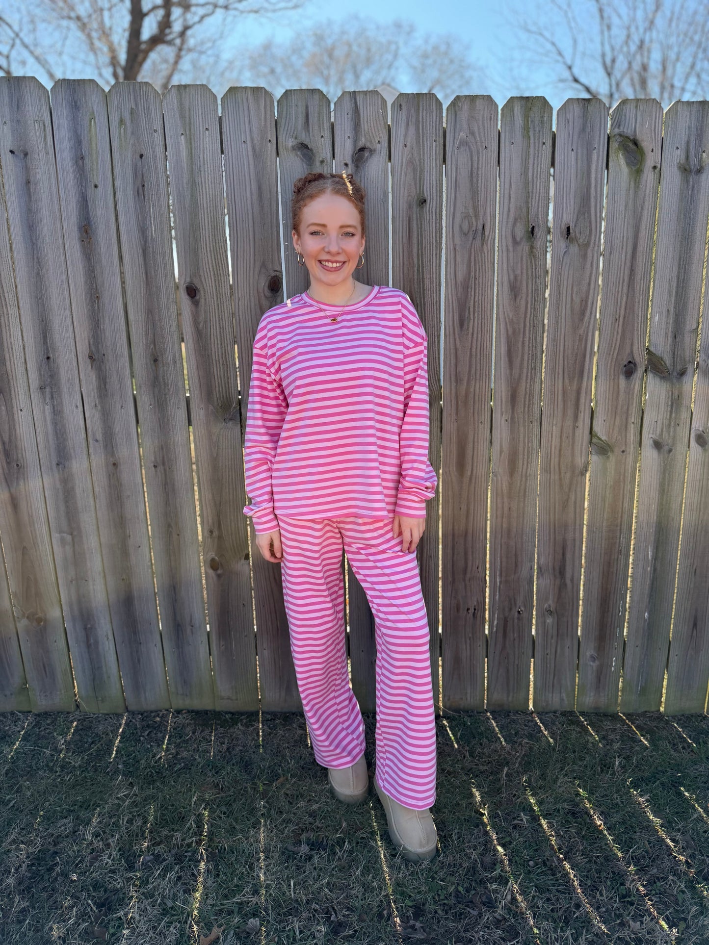 Pretty Pink Stripe Lounge Set