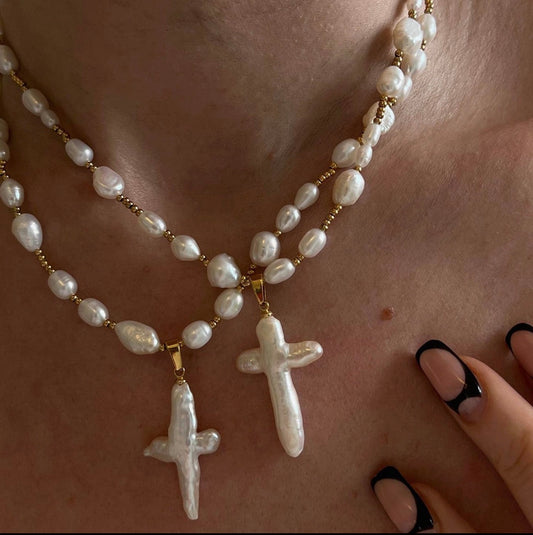 Pearl Cross Necklace