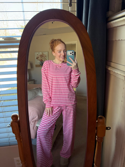 Pretty Pink Stripe Lounge Set